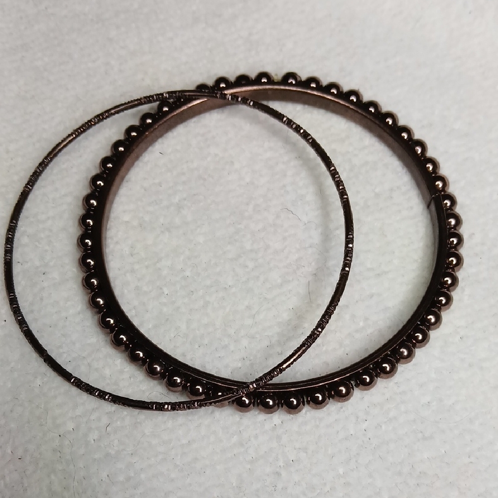Veautiful Brown Metal Beaded Bangle Bracelet Set